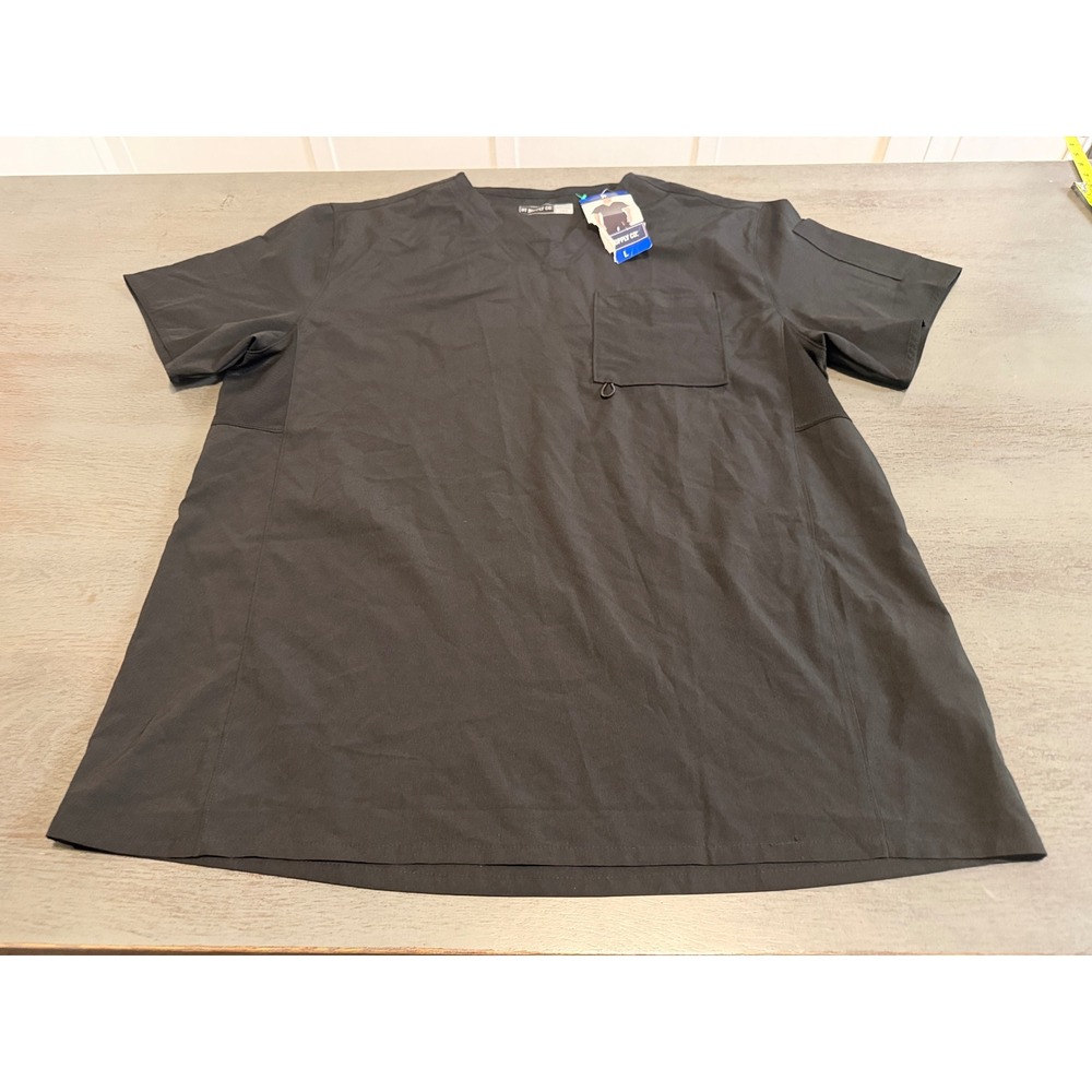 BT Supply Co Mens Scrub Top Black V-Neck Chest Pocket Short Sleeve Large NWT